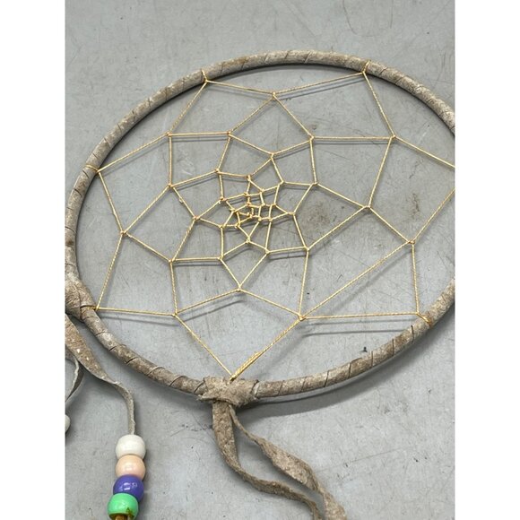 Dream catcher string beads feathers leather purple white READ - Picture 2 of 4